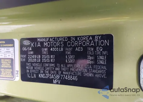 2015 Kia Soul + z USA, uszkodzony, nr VIN KNDJP3A58F7748846